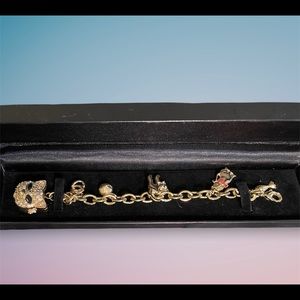 Vintage Gossip cat watch charm bracelet